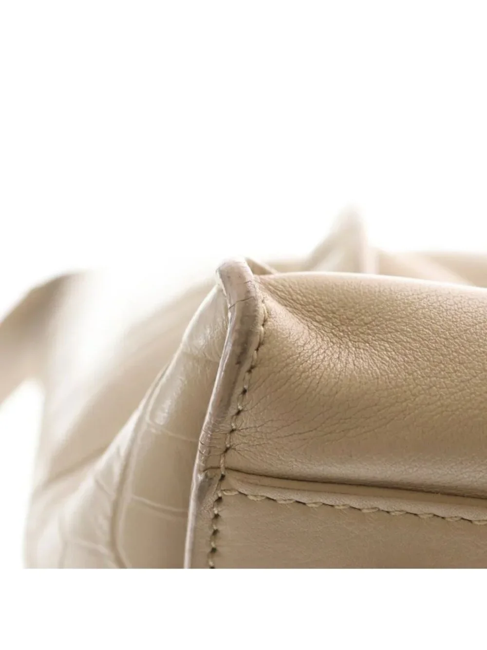 Saint Laurent Paris Baby Downtown Cabas 2-Way Shoulder Bag Beige Leather Silver